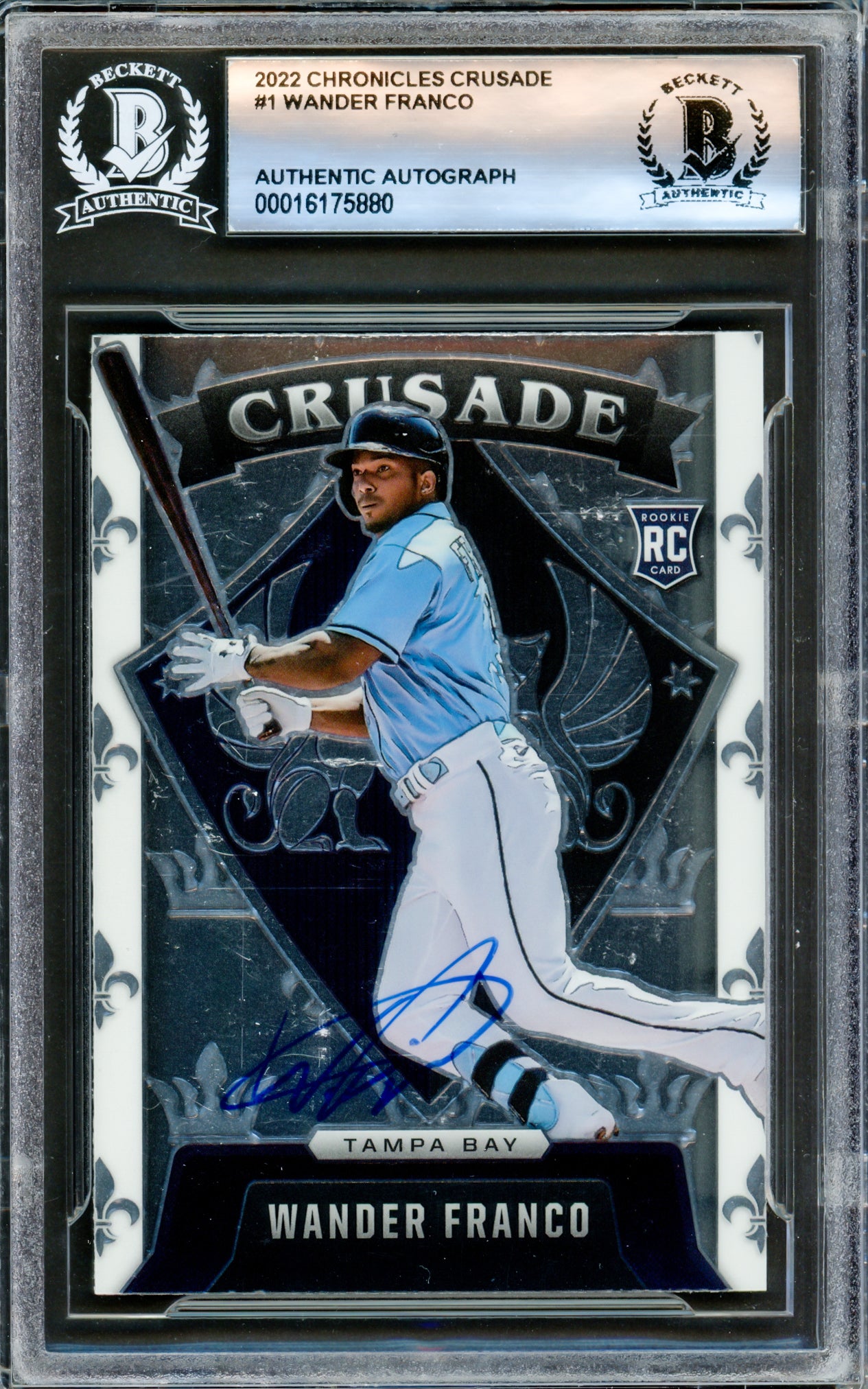 Wander Franco Autographed 2022 Panini Chronicles Crusade Rookie Card #1 Tampa Bay Rays Beckett BAS #16175880