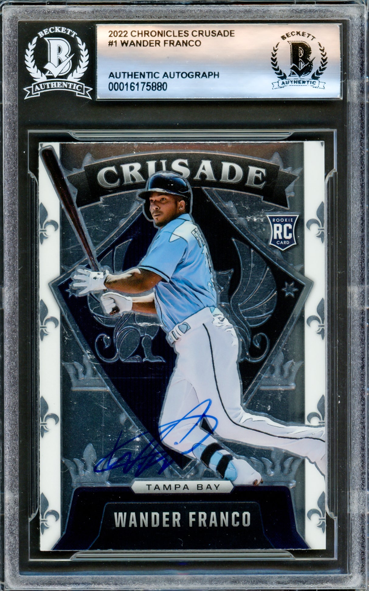 Wander Franco Autographed 2022 Panini Chronicles Crusade Rookie Card #1 Tampa Bay Rays Beckett BAS #16175880