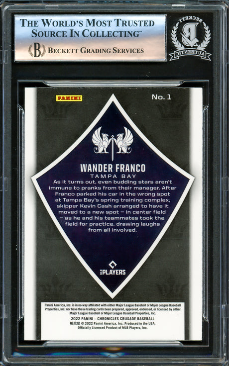 Wander Franco Autographed 2022 Panini Chronicles Crusade Rookie Card #1 Tampa Bay Rays Beckett BAS #16175880