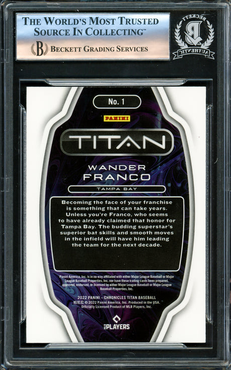 Wander Franco Autographed 2022 Panini Chronicles Titan Rookie Card #1 Tampa Bay Rays Beckett BAS #16175885