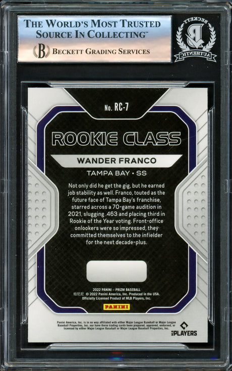 Wander Franco Autographed 2022 Panini Prizm Rookie Class Rookie Card #RC7 Tampa Bay Rays Beckett BAS #16175887