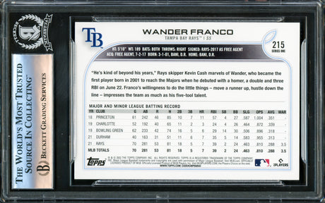 Wander Franco Autographed 2022 Topps Rookie Card #215 Tampa Bay Rays Beckett BAS #16175939