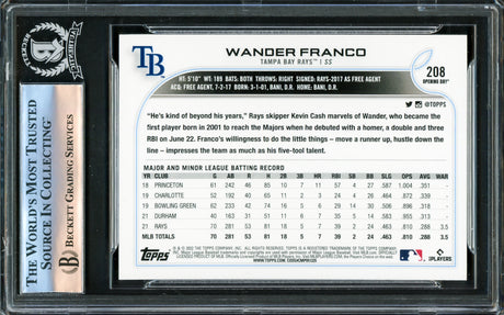 Wander Franco Autographed 2022 Topps Opening Day Rookie Card #208 Tampa Bay Rays Beckett BAS #16178535