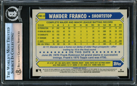 Wander Franco Autographed 2022 Topps Chrome 35th Anniversary Rookie Card #87BC13 Tampa Bay Rays Beckett BAS #16178539