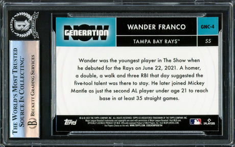 Wander Franco Autographed 2022 Topps Chrome Generation Now Rookie Card #GNC4 Tampa Bay Rays Beckett BAS #16175842