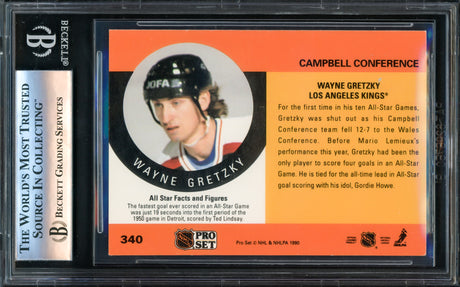 Wayne Gretzky Autographed 1990-91 Pro Set Card #340 Los Angeles Kings Beckett BAS #16176106