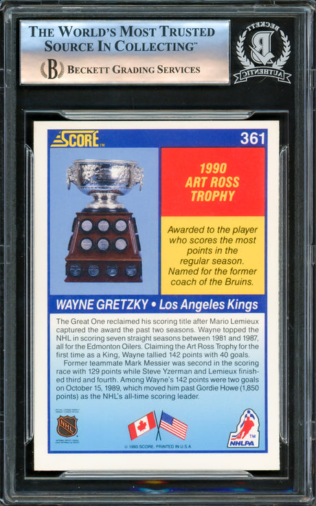 Wayne Gretzky Autographed 1990-91 Score Card #361 Los Angeles Kings Beckett BAS #16176107