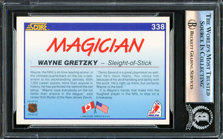 Wayne Gretzky Autographed 1990-91 Score Card #338 Los Angeles Kings Beckett BAS #16176108