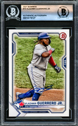 Vladimir Guerrero Jr. Autographed 2021 Bowman Card #73 Toronto Blue Jays Beckett BAS #16176127
