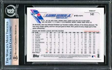 Vladimir Guerrero Jr. Autographed 2021 Topps Opening Day Card #141 Toronto Blue Jays Beckett BAS #16176129