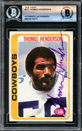 Thomas "Hollywood" Henderson Autographed 1978 Topps Rookie Card #213 Dallas Cowboys Beckett BAS #16176273
