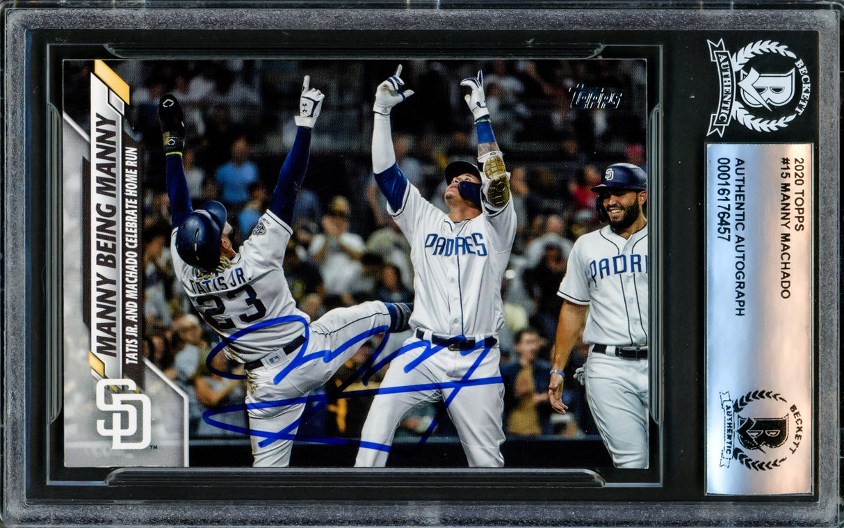 Manny Machado Autographed 2020 Topps Card #15 San Diego Padres Beckett BAS #16176457