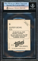 Joe Montana Autographed 1982 Topps Sticker Card #9 San Francisco 49ers Beckett BAS #16176660