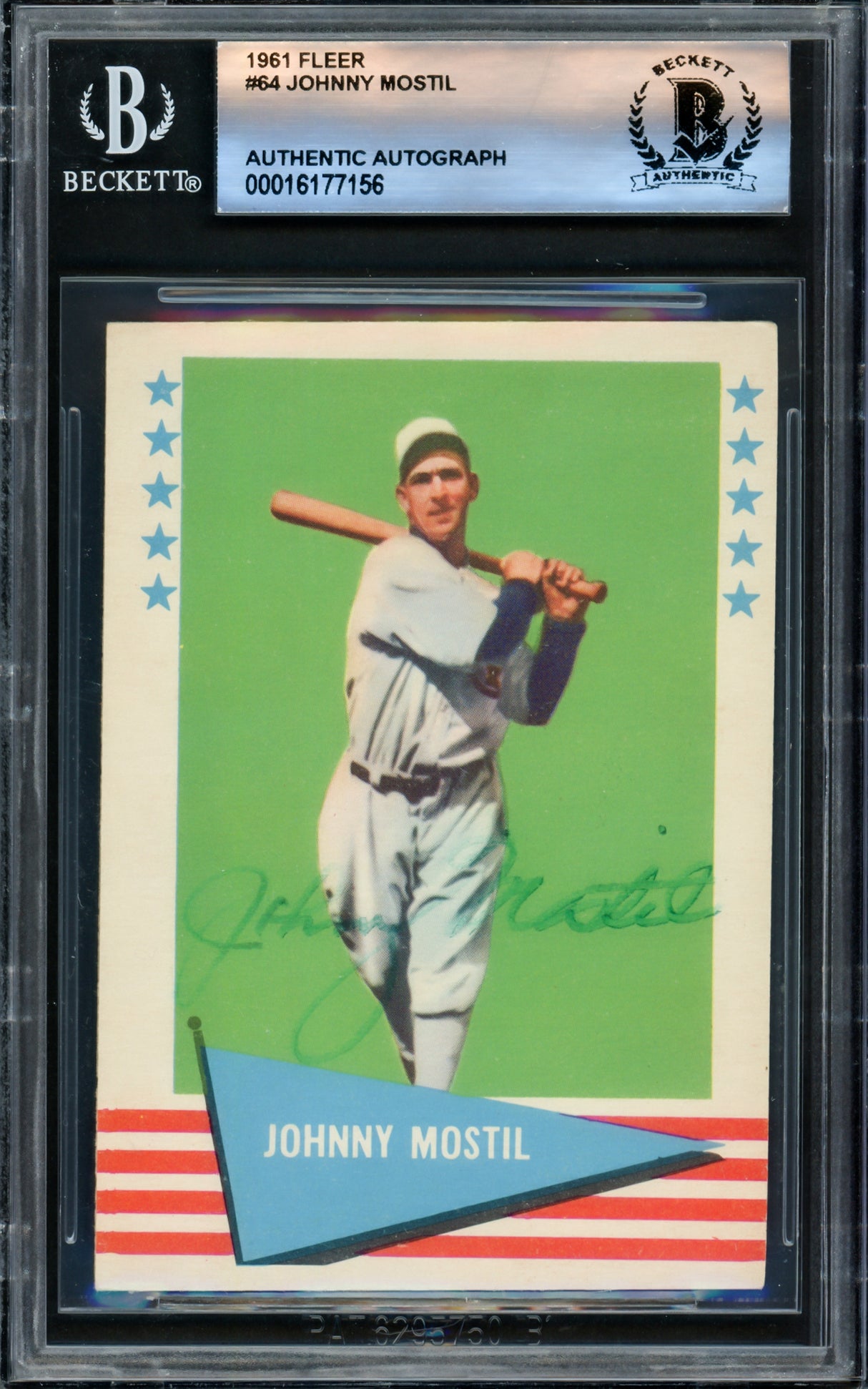 Johnny Mostil Autographed 1961 Fleer Card #64 Chicago White Sox Beckett BAS #16177156