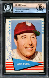 Lefty O'Doul Autographed 1961 Fleer Card #130 Philadelphia Phillies Beckett BAS #16177165