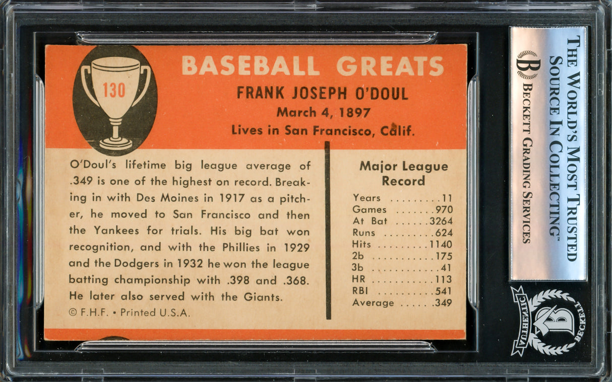 Lefty O'Doul Autographed 1961 Fleer Card #130 Philadelphia Phillies Beckett BAS #16177165