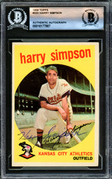 Harry Simpson Autographed 1959 Topps Card #333 Kansas City A's Beckett BAS #16177807