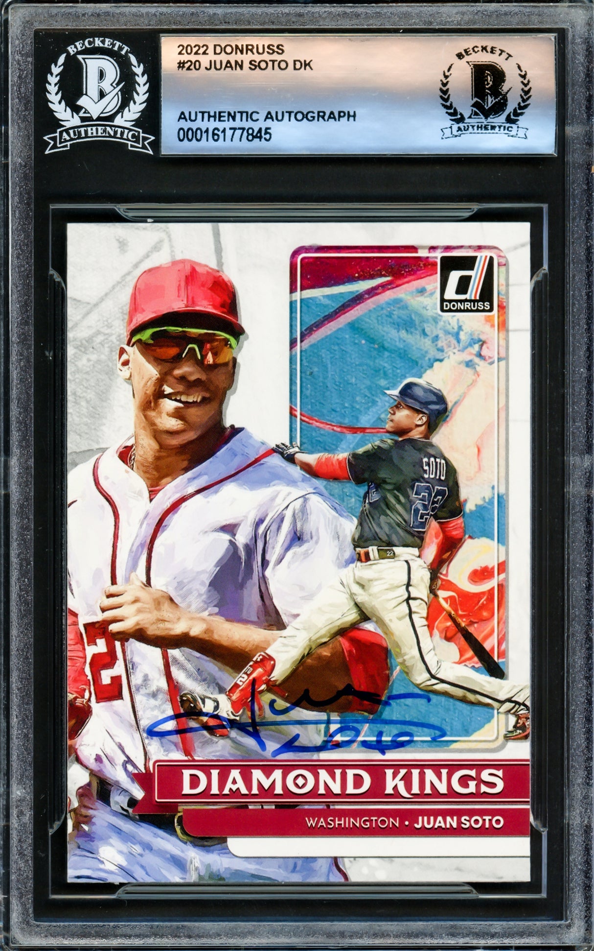 Juan Soto Autographed 2022 Donruss Diamond Kings Card #20 New York Mets Beckett BAS #16177845