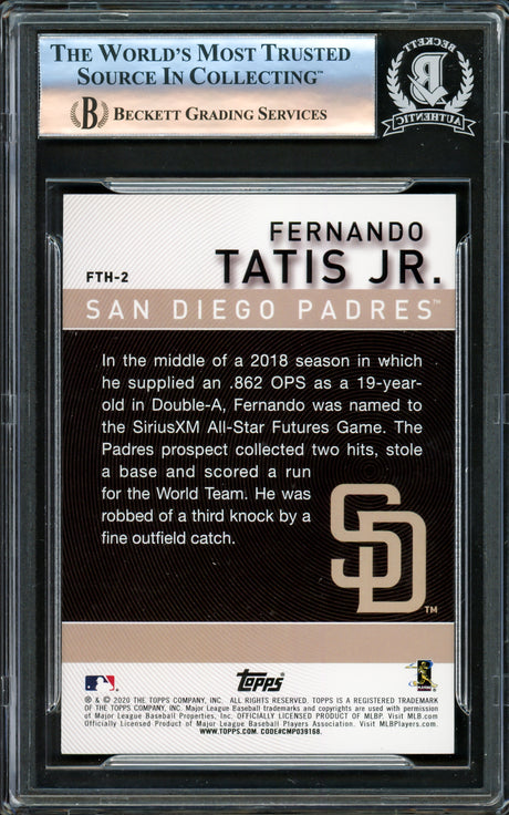 Fernando Tatis Jr. Autographed 2020 Topps Highlights Card #FTH-2 San Diego Padres Beckett BAS #16177981