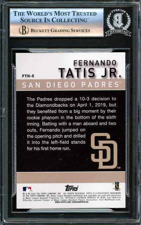 Fernando Tatis Jr. Autographed 2020 Topps Highlights Card #FTH-5 San Diego Padres Beckett BAS #16177982