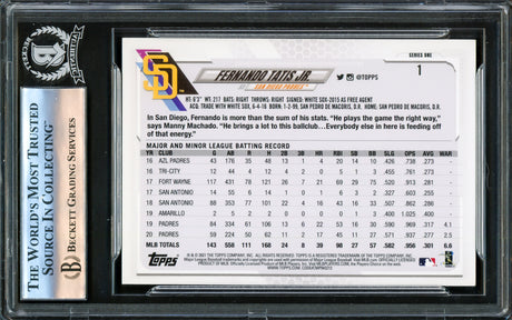 Fernando Tatis Jr. Autographed 2021 Topps Card #1 San Diego Padres Beckett BAS #16177993