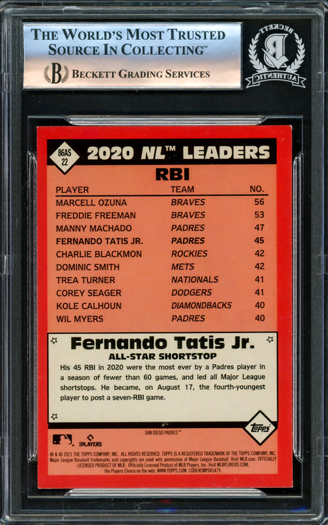 Fernando Tatis Jr. Autographed 2021 Topps 35th Anniversary Card #86AS-22 San Diego Padres Beckett BAS #16178225