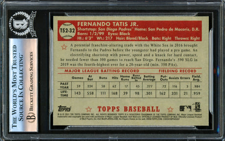 Fernando Tatis Jr. Autographed 2021 Topps 1952 Redux Card #T52-32 San Diego Padres Beckett BAS #16178227