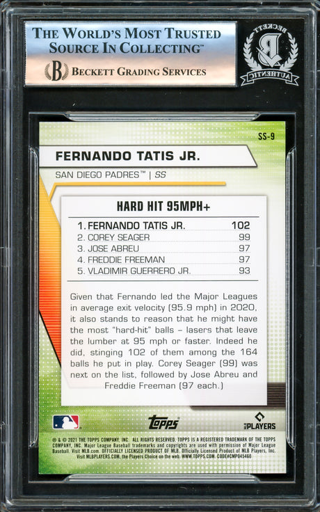 Fernando Tatis Jr. Autographed 2021 Topps Significant Statistics Card #SS-9 San Diego Padres Beckett BAS #16178239