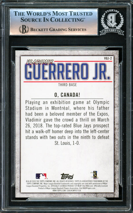 Vladimir Guerrero Jr. Autographed 2020 Topps Highlights Card #VGJ-2 Toronto Blue Jays Beckett BAS #16340283