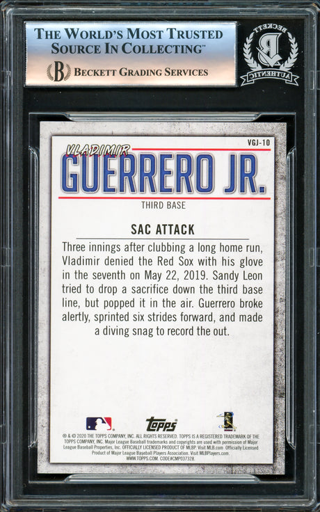 Vladimir Guerrero Jr. Autographed 2020 Topps Highlights Card #VGJ-10 Toronto Blue Jays Beckett BAS #16340287