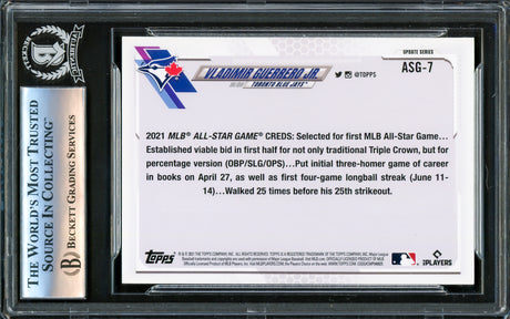 Vladimir Guerrero Jr. Autographed 2021 Topps Card #ASG-7 Toronto Blue Jays Beckett BAS #16340592