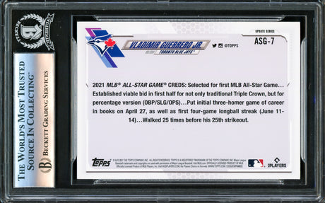 Vladimir Guerrero Jr. Autographed 2021 Topps Card #ASG-7 Toronto Blue Jays Beckett BAS #16340590