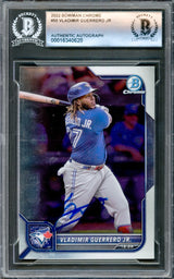 Vladimir Guerrero Jr. Autographed 2022 Bowman Chrome Card #55 Toronto Blue Jays Beckett BAS #16340620