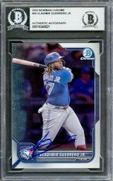 Vladimir Guerrero Jr. Autographed 2022 Bowman Chrome Card #55 Toronto Blue Jays Beckett BAS #16340621
