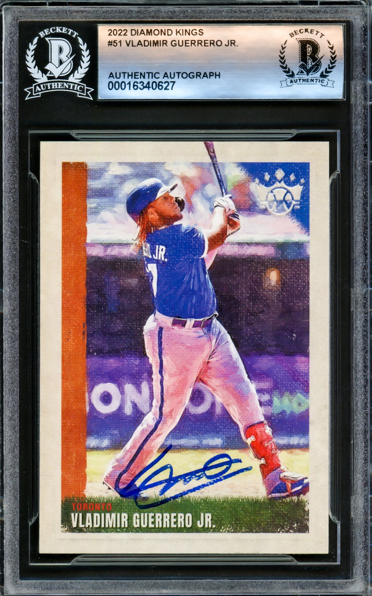 Vladimir Guerrero Jr. Autographed 2022 Diamond Kings Card #51 Toronto Blue Jays Beckett BAS #16340627