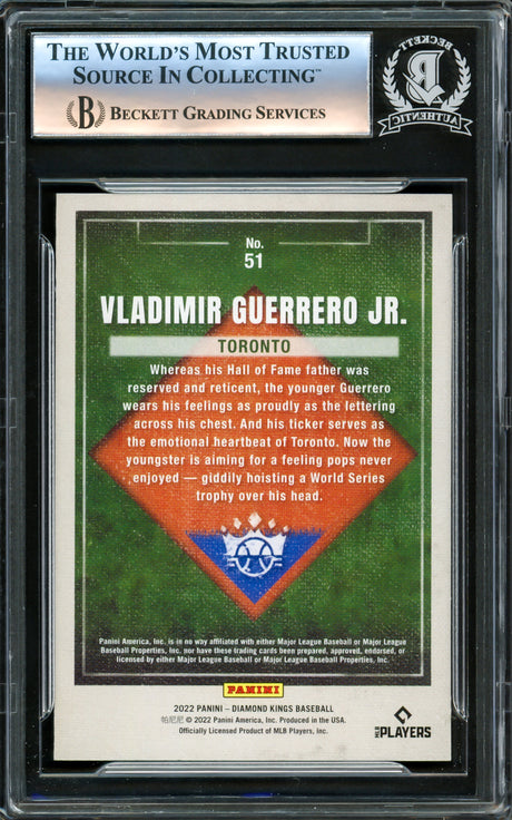 Vladimir Guerrero Jr. Autographed 2022 Diamond Kings Card #51 Toronto Blue Jays Beckett BAS #16340627