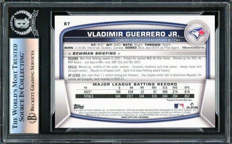 Vladimir Guerrero Jr. Autographed 2023 Bowman Card #87 Toronto Blue Jays Beckett BAS #16340772