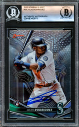 Julio Rodriguez Autographed 2022 Bowman's Best Rookie Card #23 Seattle Mariners Beckett BAS #16340971