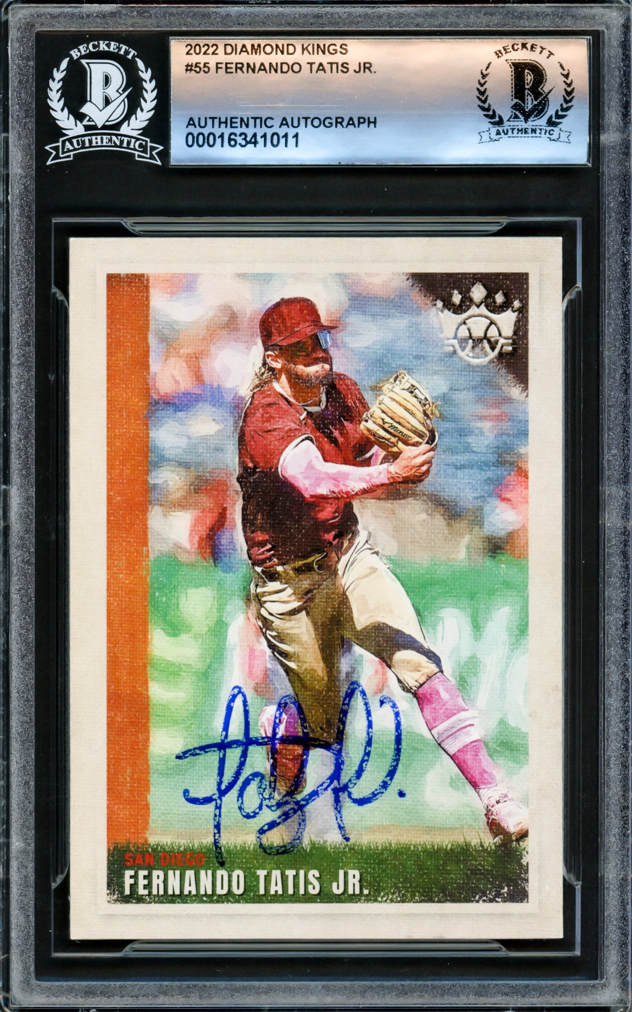 Fernando Tatis Jr. Autographed 2022 Diamond Kings Card #55 San Diego Padres Beckett BAS #16341011