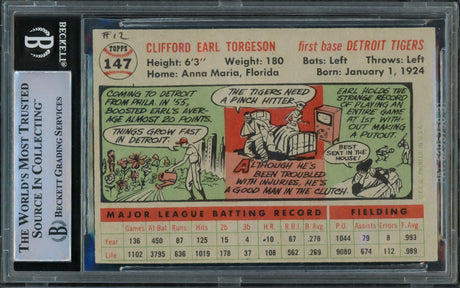 Earl Torgeson Autographed 1956 Topps Card #147 Detroit Tigers Beckett BAS #16341108