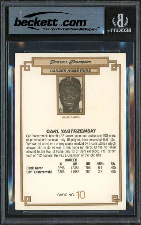 Carl Yastrzemski Autographed 1984 Donruss Grand Champions Card #10 Boston Red Sox Beckett BAS #16178873