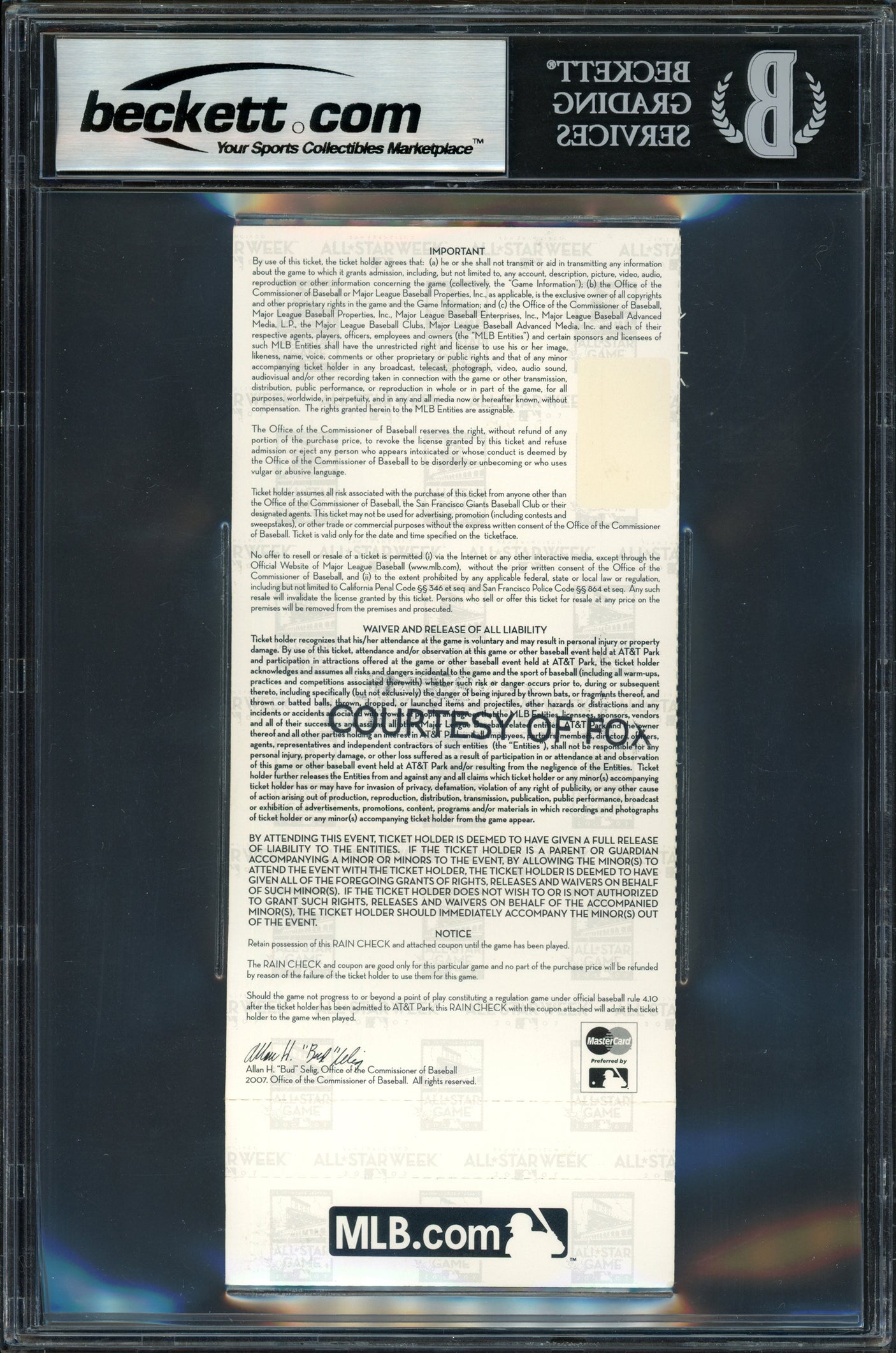 Ichiro Suzuki Autographed 2007 All Star Game Ticket Seattle Mariners "2007 AS MVP" Beckett BAS #16178915