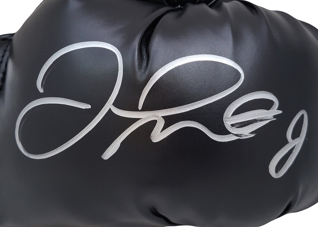 Floyd Mayweather Jr. Autographed Black Everlast Boxing Glove Right Hand In Silver Beckett BAS Witness Stock #210997