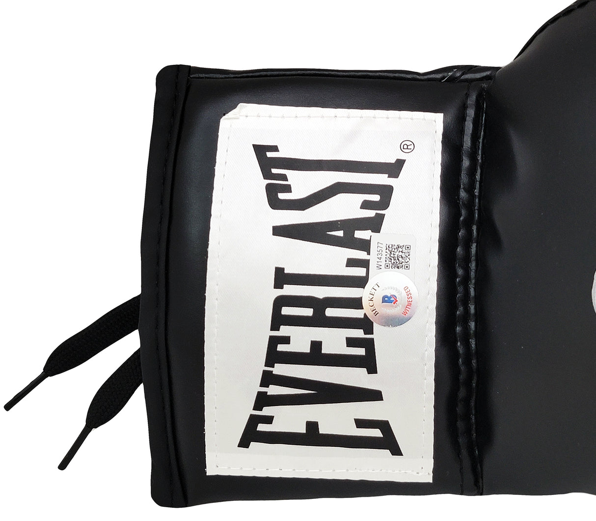 Floyd Mayweather Jr. Autographed Black Everlast Boxing Glove Right Hand In Silver Beckett BAS Witness Stock #210997