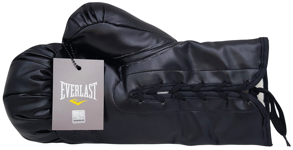 Floyd Mayweather Jr. Autographed Black Everlast Boxing Glove Right Hand In Silver Beckett BAS Witness Stock #210997