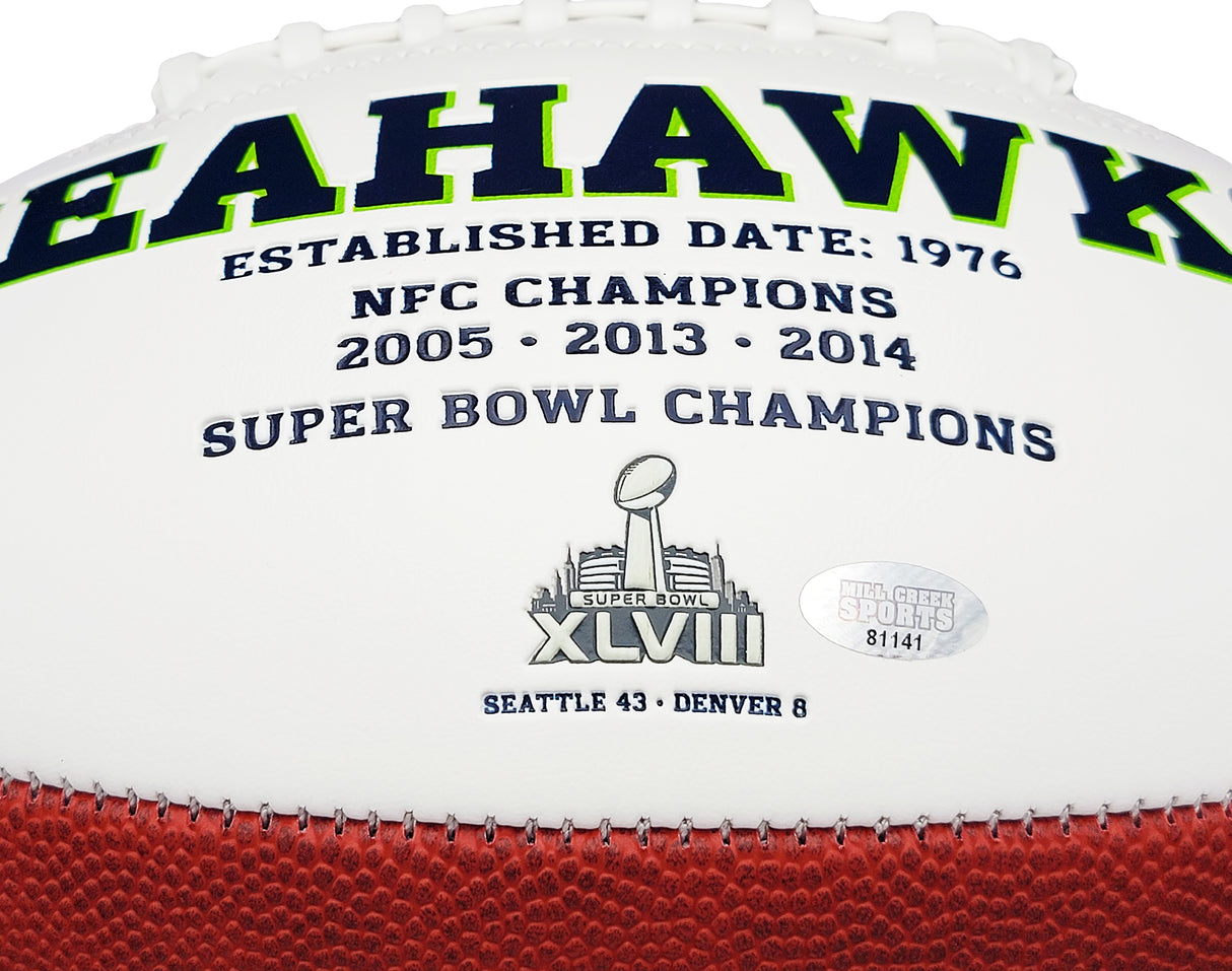 Uchenna Nwosu Autographed Seattle Seahawks White Logo Football MCS Holo Stock #211034