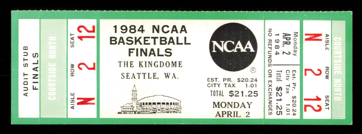 1984 NCAA Basketball Tournament Finals Unsigned Full Ticket Georgetown vs. Houston in Seattle SKU #222593