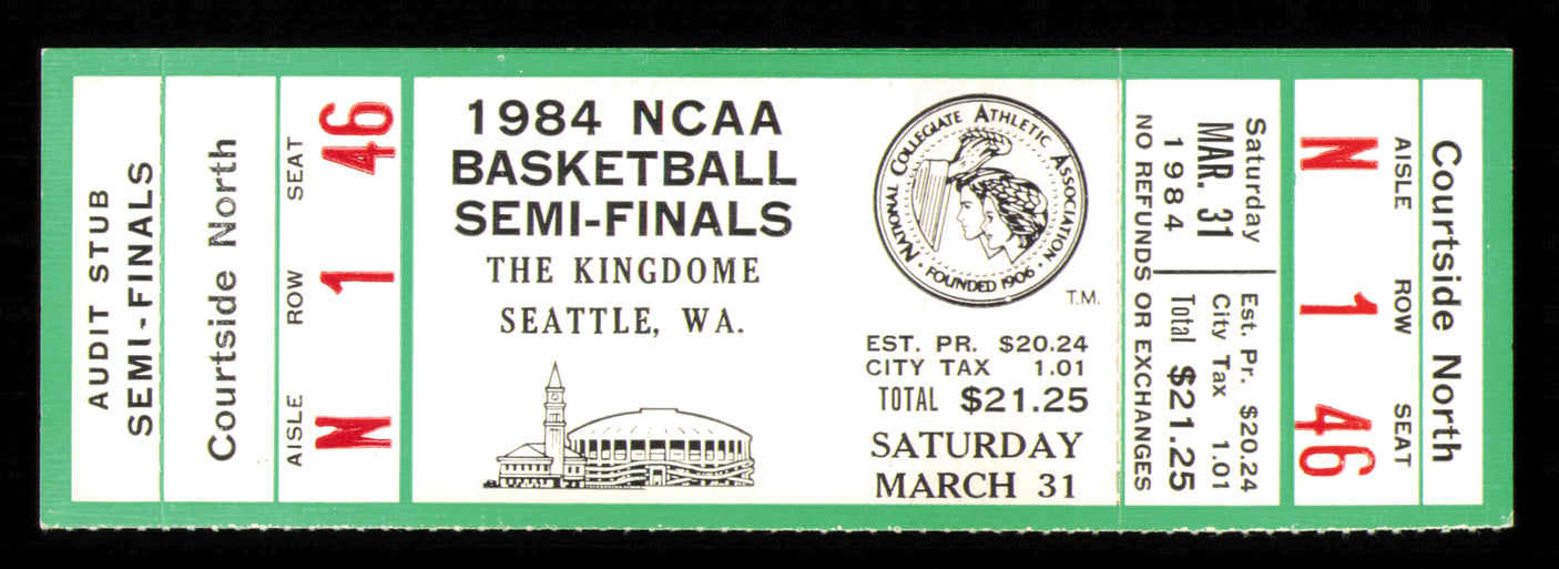 1984 NCAA Basketball Tournament Semi Finals Unsigned Full Ticket Georgetown SKU #222602