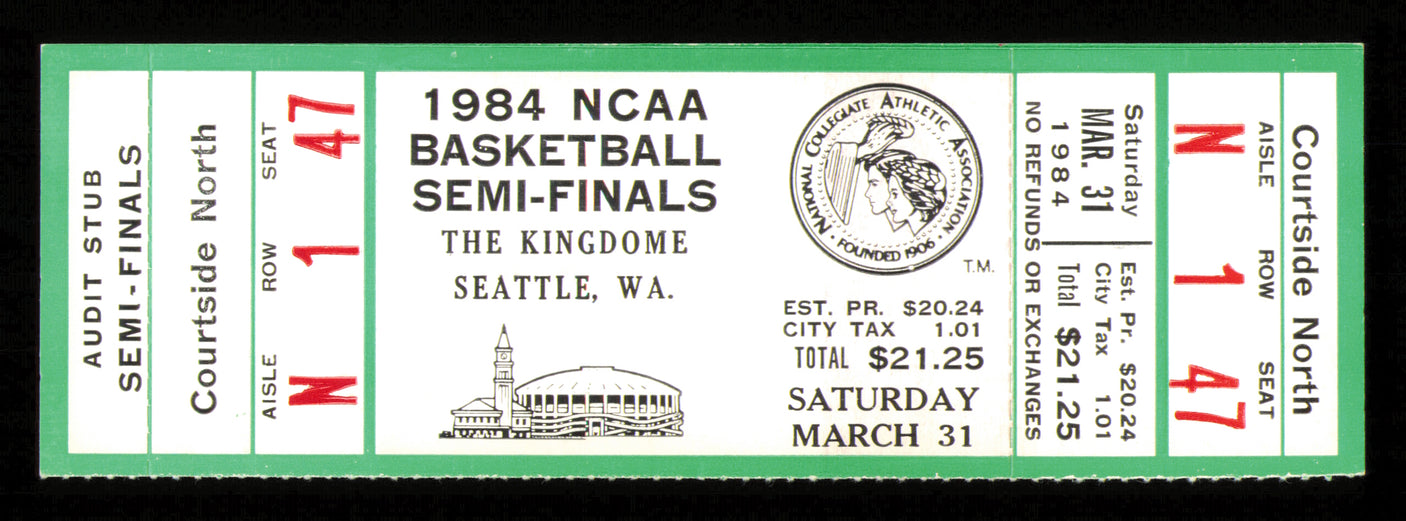 1984 NCAA Basketball Tournament Semi Finals Unsigned Full Ticket Georgetown SKU #222603