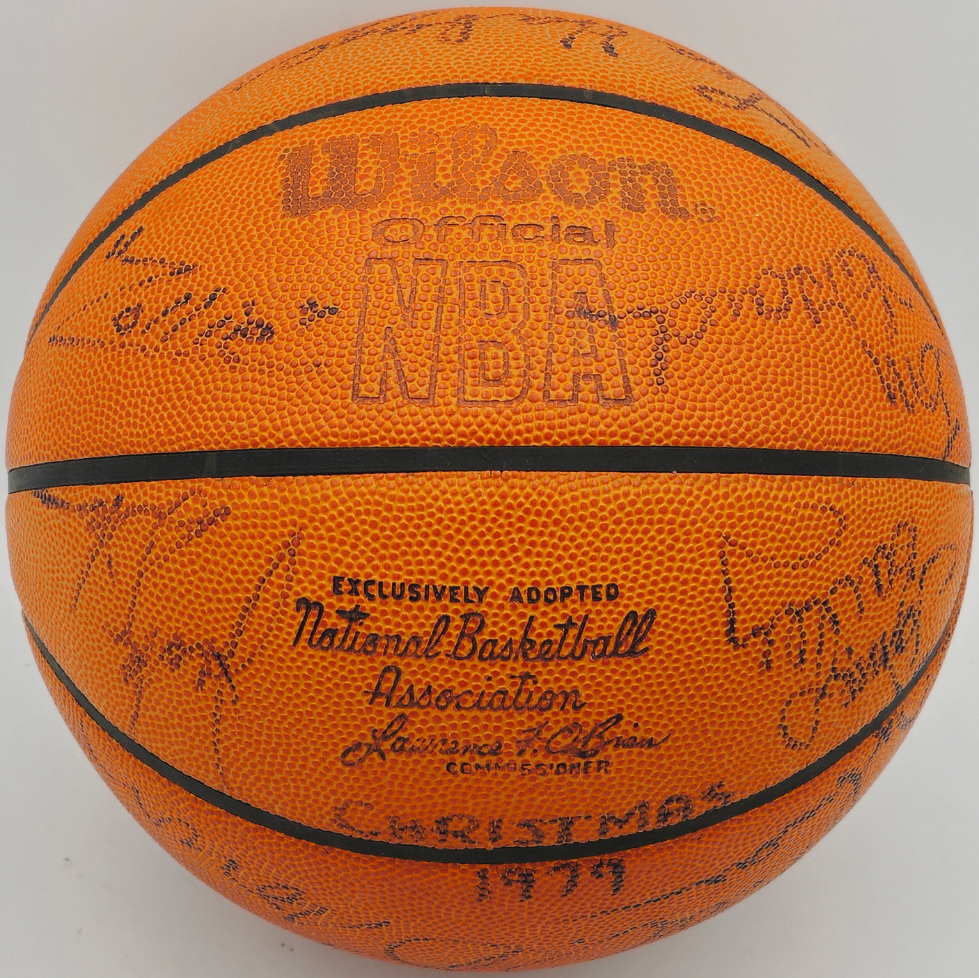 1979-80 Seattle Supersonics Team Autographed Official Wilson NBA Game Ball Basketball With 13 Signatures Including Lenny Wilkens & Fred Brown Beckett BAS #AD43574